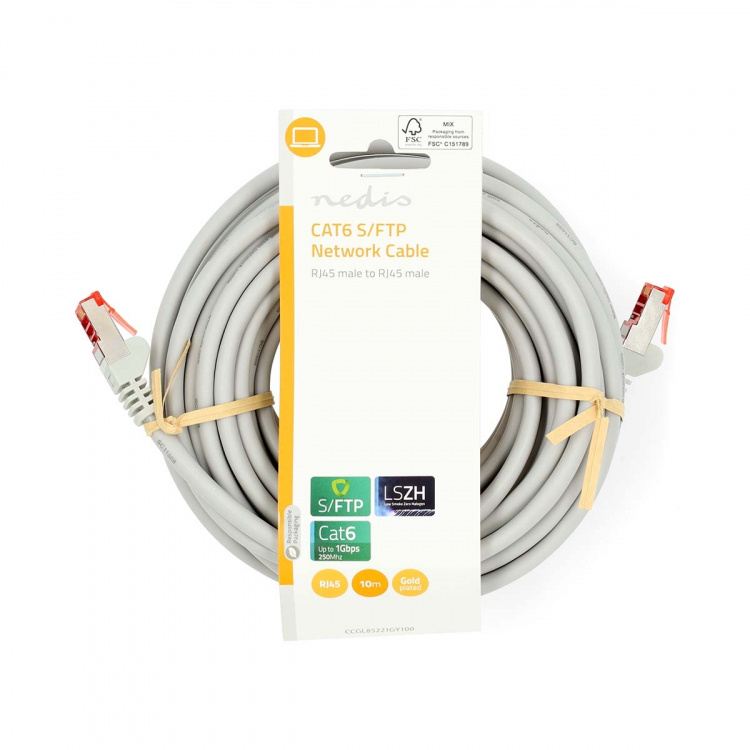 Nedis CAT6 Netwerkkabel | RJ45 Male | RJ45 Male | S/FTP | 10.0 m | Rond | LSZH | Grijs | Label