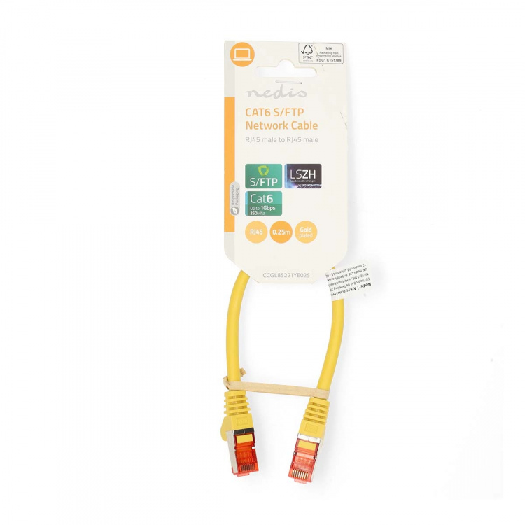 Nedis CAT6 Netwerkkabel | RJ45 Male | RJ45 Male | S/FTP | 0.25 m | Rond | LSZH | Geel | Label