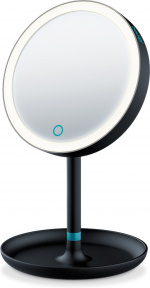 Beurer BS 45 sminkspegel, svart 17,5 cm, med LED-ljus och förstoringsspegel, batteridriven