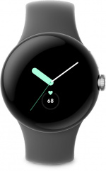 Google Pixel Watch WiFi -älykello, Polished Silver / Charcoal