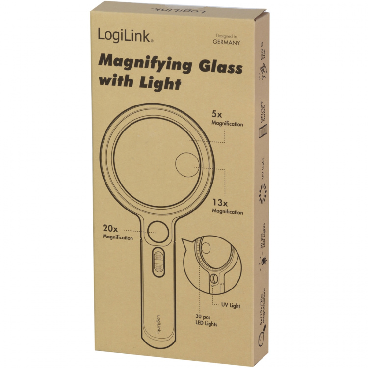 LogiLink Förstoringsglas Ø9cm med LED-belysning LogiLink Förstoringsglas Ø9cm med LED-belysning