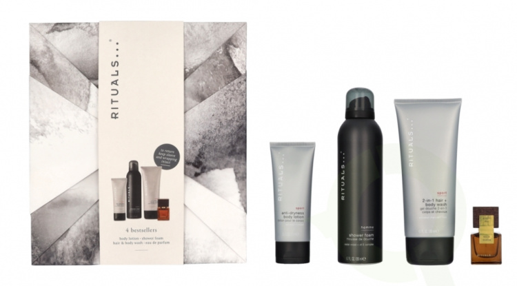 Rituals Homme Set 485 ml Edp Spray 15ml/Shower Foam 200ml/Sport 2-In-1 Hair & Body Wash 200ml/Body Lotion 70ml