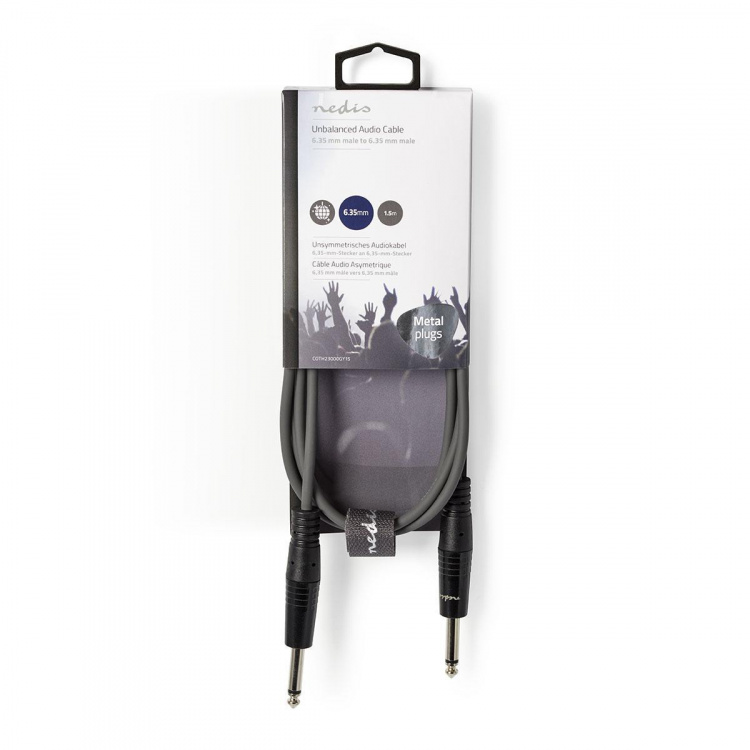 Nedis Mono-Audiokabel | 6,35 mm Male | 6,35 mm Male | Vernikkeld | 1.50 m | Rond | PVC