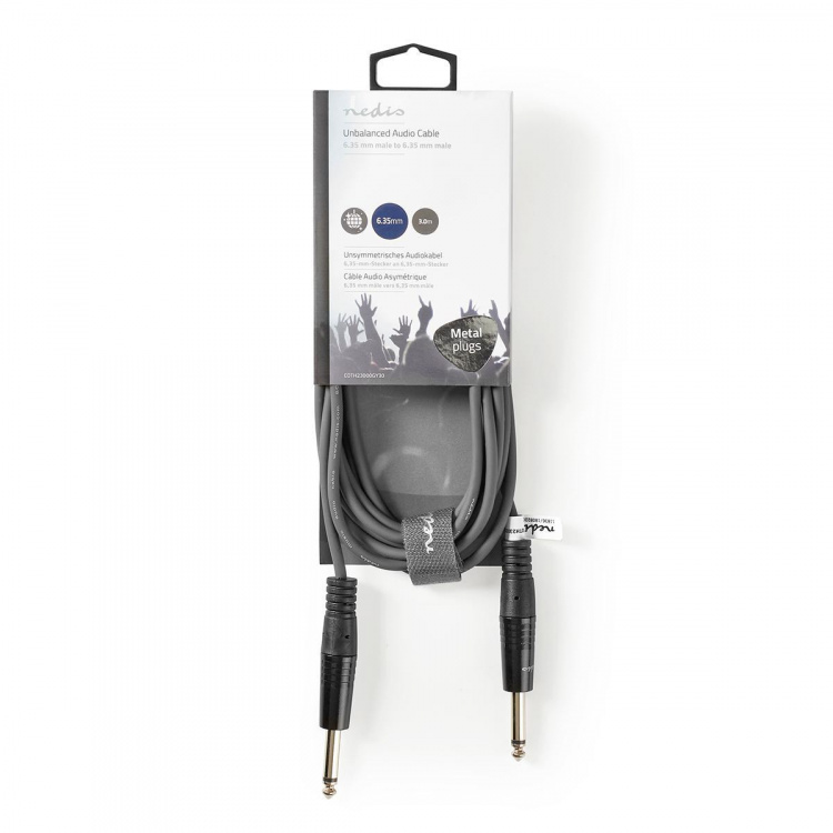 Nedis Mono-Audiokabel | 6,35 mm Male | 6,35 mm Male | Vernikkeld | 3.00 m | Rond | PVC