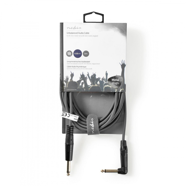 Nedis Mono-Audiokabel | 6,35 mm Male | 6,35 mm Male | Vernikkeld | 5.00 m | Rond | PVC