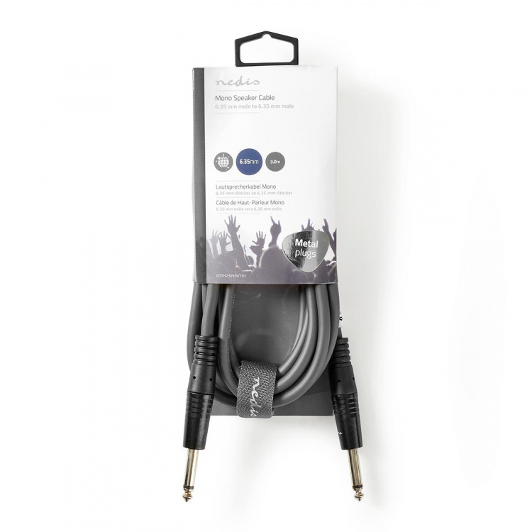 Nedis Mono-Audiokabel | 6,35 mm Male | 6,35 mm Male | Vernikkeld | 3.00 m | Rond | PVC