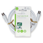 Nedis Coaxkabel | IEC (Coax) Male | IEC (Coax) Female | Vernikkeld | 90 dB | 75 Ohm | Dubbel Afgeschermd | 2.00 m | Rond | PVC | Wit | Label