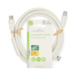 Nedis Coaxkabel | IEC (Coax) Male | IEC (Coax) Female | Vernikkeld | 120 dB | 75 Ohm | Viervoudig Afgeschermd | 2.00 m | Rond | PVC | Wit | Label