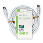 Nedis Coaxkabel | IEC (Coax) Male | IEC (Coax) Male | Vernikkeld | 90 dB | 75 Ohm | Dubbel Afgeschermd | 3.00 m | Rond | PVC | Wit | Label Nedis Coaxkabel | IEC (Coax) Male | IEC (Coax) Male | Vernikkeld | 90 dB | 75 Ohm | Dubbel Afgeschermd | 3.00 m | Rond | PVC | Wit | Label