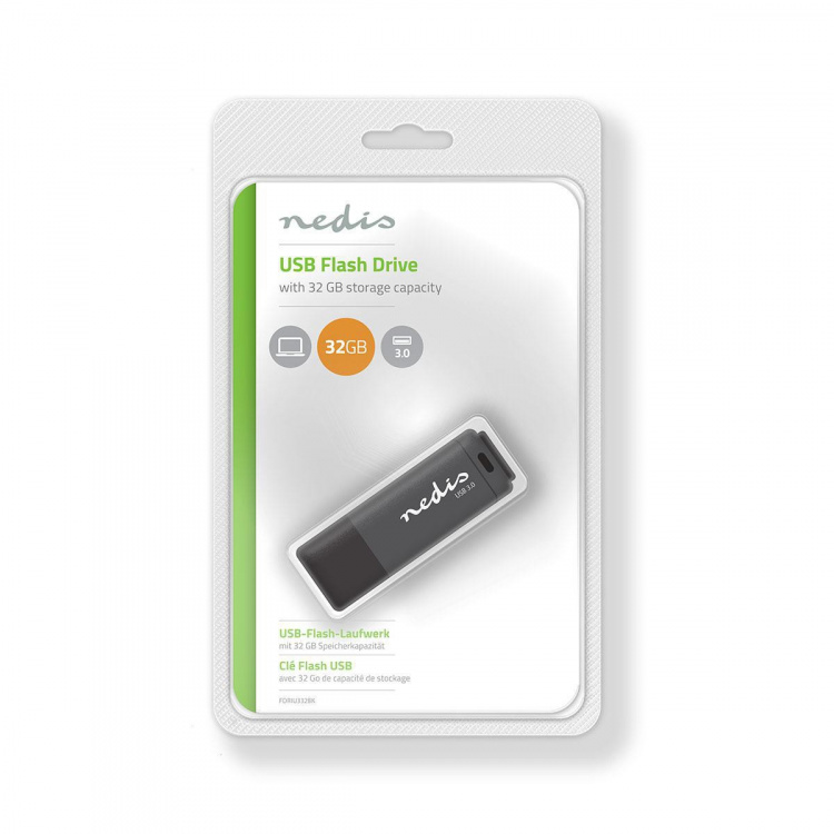 Nedis Flash Drive | 32 GB | USB Type-A | Leessnelheid: 80 MB/s | Schrijfsnelheid: 9 MB/s