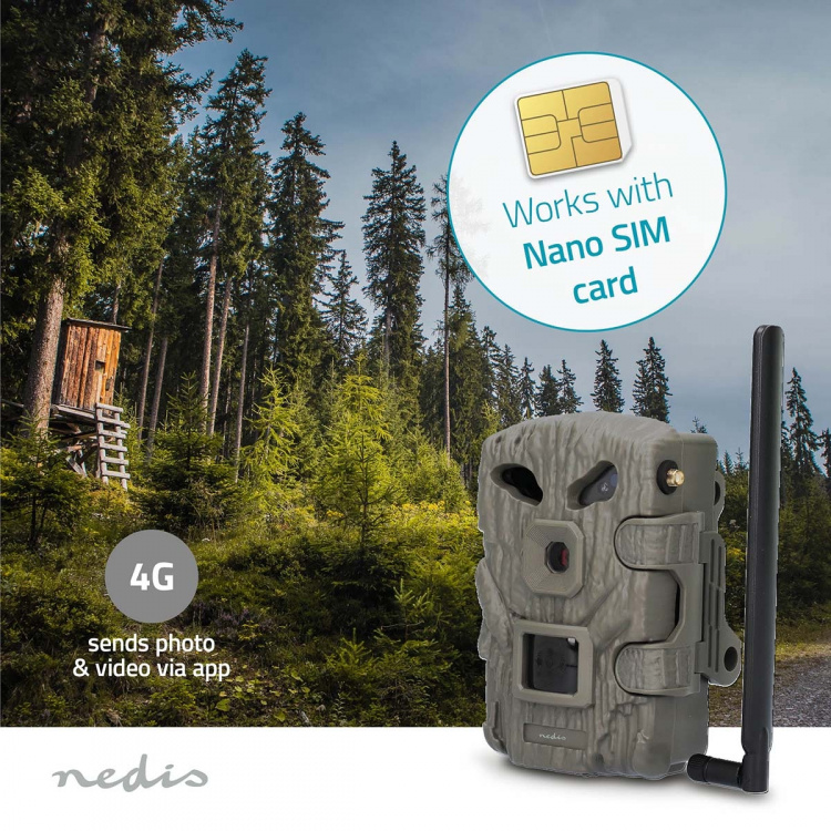 Nedis Wildcamera | 1080p@30fps | 30.0 MPixel | 2 MPixel CMOS | IP66 | 4G | Zwart No-Glow IR | Nachtzicht | Kijkhoek: 50 ° | Bewegingssensor | Detectiehoek: 50 ° | Detectiebereik: 20 m | LCD-Scherm | Groen Nedis Wildcamera | 1080p@30fps | 30.0 MPixel | 2 MPixel CMOS | IP66 | 4G | Zwart No-Glow IR | Nachtzicht | Kijkhoek: 50 ° | Bewegingssensor | Detectiehoek: 50 ° | Detectiebereik: 20 m | LCD-Scherm | Groen