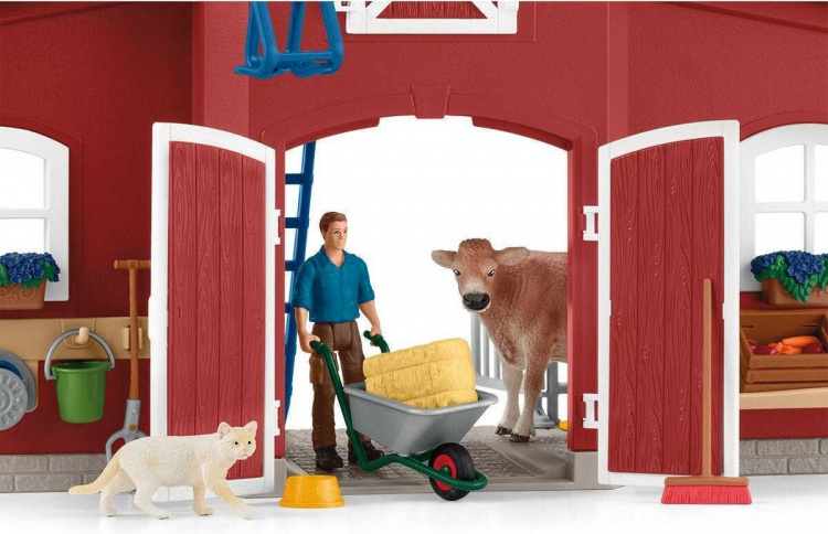 Schleich Farm World 42606 - Stor lada med djur och tillbehör