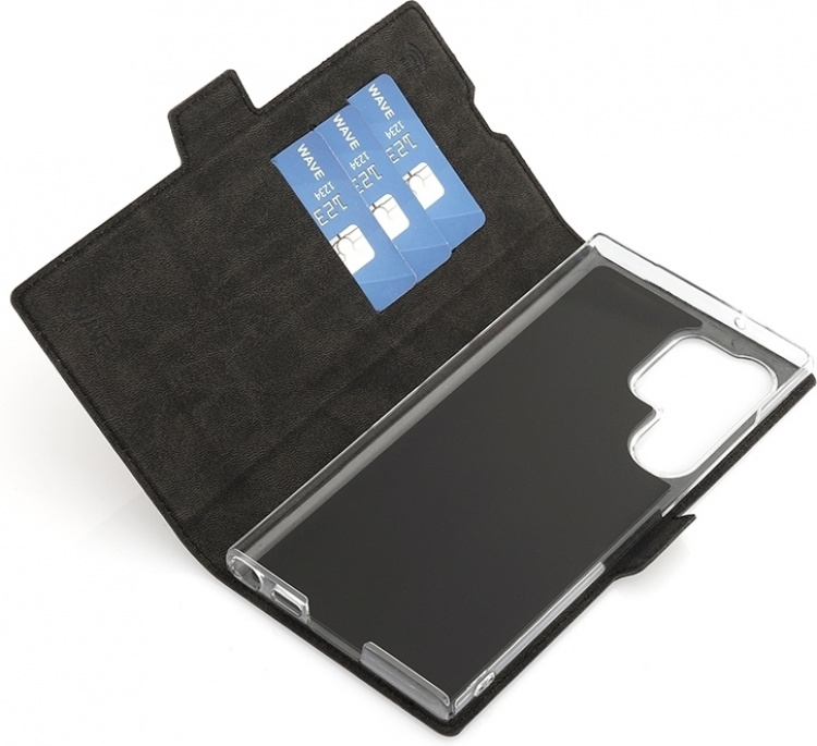 Wave BookCase skyddsfodral, Samsung Galaxy S23 Ultra, svart