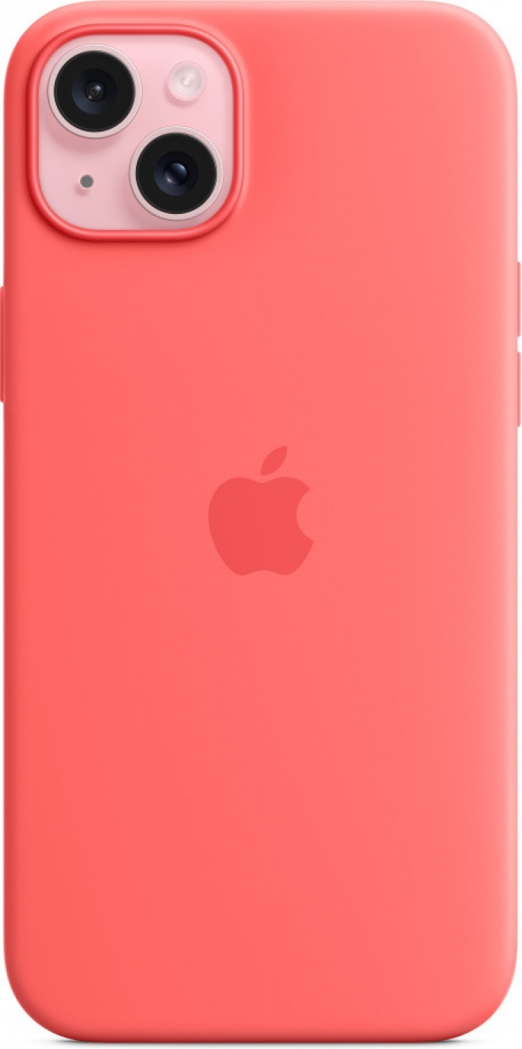 Apple iPhone 15 Plus silikonfodral med MagSafe, guava rosa