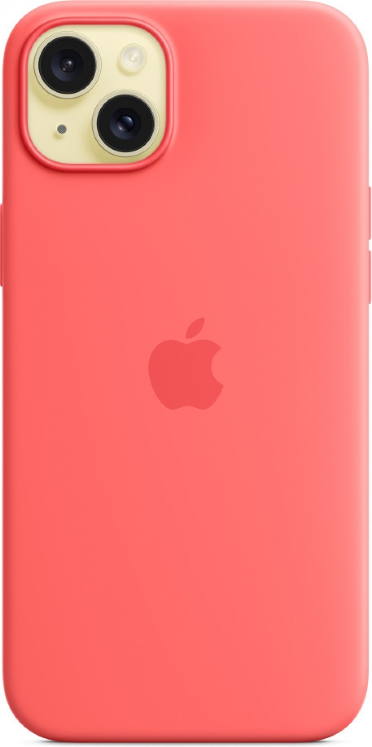 Apple iPhone 15 Plus silikonfodral med MagSafe, guava rosa