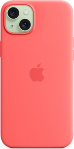 Apple iPhone 15 Plus silikonfodral med MagSafe, guava rosa