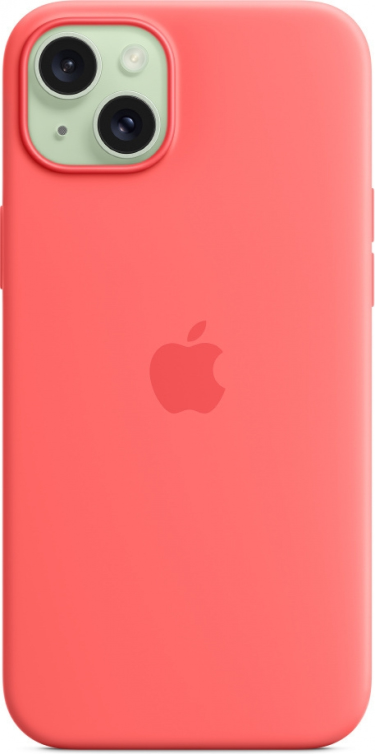 Apple iPhone 15 Plus silikonfodral med MagSafe, guava rosa