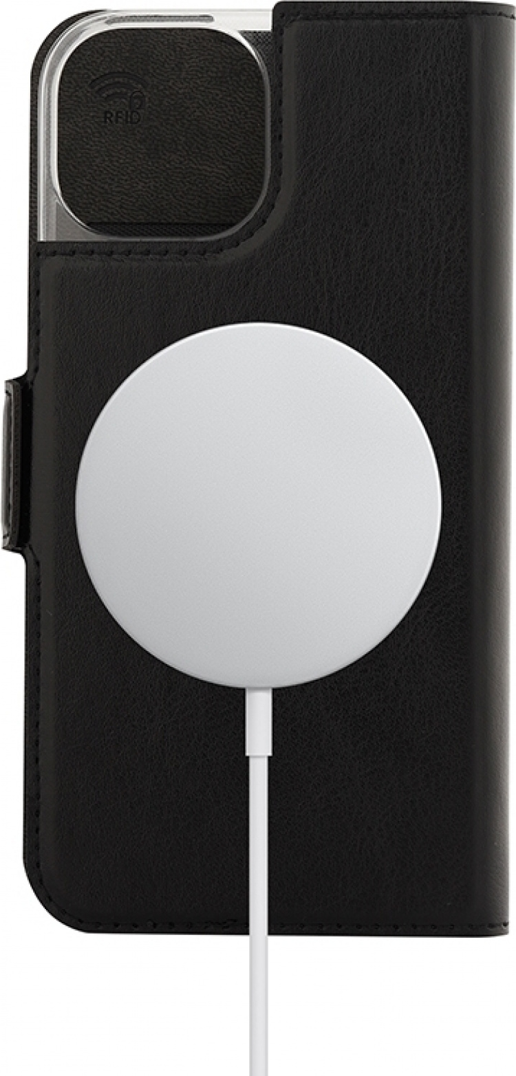 Wave BookCase - skyddsfodral, MagSafe-kompatibelt, iPhone 15, svart.