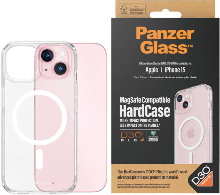  PanzerGlass HardCase med D3O -skyddsfodral, MagSafe-kompatibelt, iPhone 15