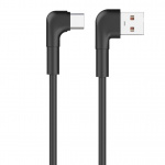 Maxlife MXUC-09 haakse kabel USB - USB-C 1,0 m 3A, zwart Maxlife MXUC-09 haakse kabel USB - USB-C 1,0 m 3A, zwart