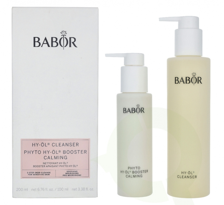 Babor Hy-Oil Cleansing Phyto Booster Calming Set 300 ml Cleansing Oil 200ml/Booster Calming 100ml - For Sensitive Skin