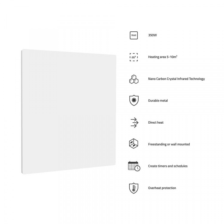 Hombli Smart Infrared Heater Metal Panel 350w White