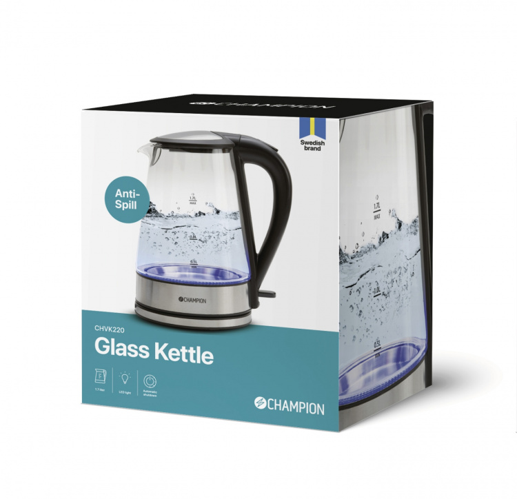 Champion Vattenkokare 1,7L VK220 Glas Champion Vattenkokare 1,7L VK220 Glas