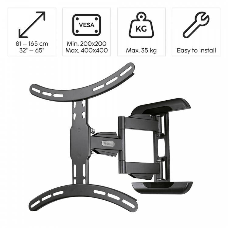 Hama TV Wall Bracket Full Motion VESA up to 400x400 65