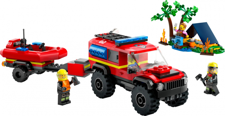 LEGO City Fire 60412 - 4x4 Fire Truck with Rescue Boat