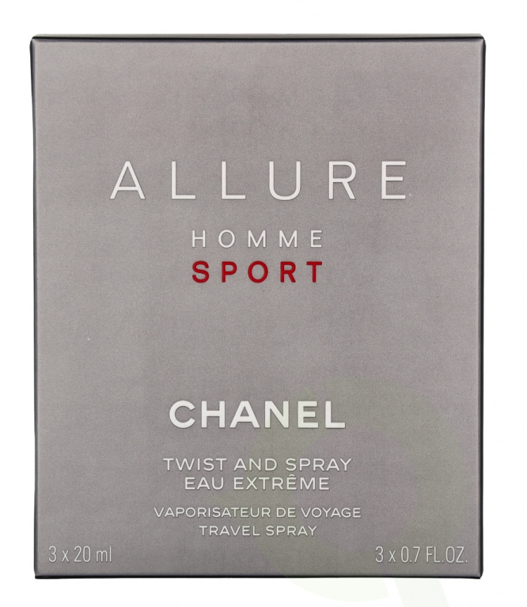 Chanel Allure Homme Sport Eau Extreme Giftset 60 ml Travel Spray Edp Spray 20ml/2x Refill Edp 20ml - Twist and Spray