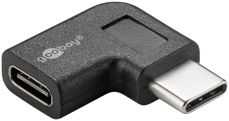 Goobay Adapter USB-C™ till USB-C™ 90°, svart USB-C™ uttag > USB-C™ plugg Goobay Adapter USB-C™ till USB-C™ 90°, svart USB-C™ uttag > USB-C™ plugg