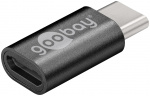 Goobay Adapter USB-C™ till USB 2.0 Micro-B, grå USB-C™ plugg > USB 2,0 mikro uttag (typ B)