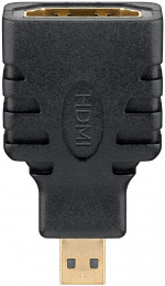 Goobay HDMI™-adapter, Guldpläterad HDMI™-uttag (typ A) > HDMI™-mikrokontakt (typ D) Goobay HDMI™-adapter, Guldpläterad HDMI™-uttag (typ A) > HDMI™-mikrokontakt (typ D)