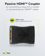 Goobay HDMI™-adapter, koppling, guldpläterad, 8K @ 60 Hz HDMI™-uttag (typ A) > HDMI™-uttag (typ A) Goobay HDMI™-adapter, koppling, guldpläterad, 8K @ 60 Hz HDMI™-uttag (typ A) > HDMI™-uttag (typ A)