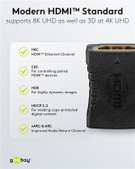 Goobay HDMI™-adapter, koppling, guldpläterad, 8K @ 60 Hz HDMI™-uttag (typ A) > HDMI™-uttag (typ A) Goobay HDMI™-adapter, koppling, guldpläterad, 8K @ 60 Hz HDMI™-uttag (typ A) > HDMI™-uttag (typ A)