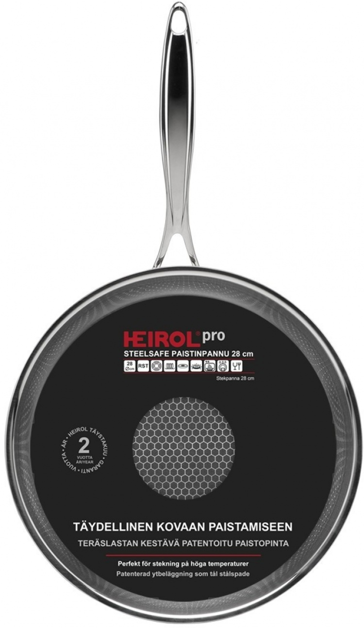 Heirol Pro Steelsafe -stekpanna, rostfritt stål + non-stick-beläggning, 28 cm Heirol Pro Steelsafe -stekpanna, rostfritt stål + non-stick-beläggning, 28 cm