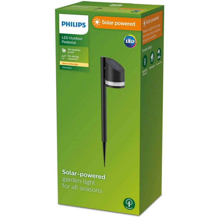 Philips Fyve Trädgårdslampa Vinklad Solcell Ultra Efficient LED 200lm Svart Philips Fyve Trädgårdslampa Vinklad Solcell Ultra Efficient LED 200lm Svart