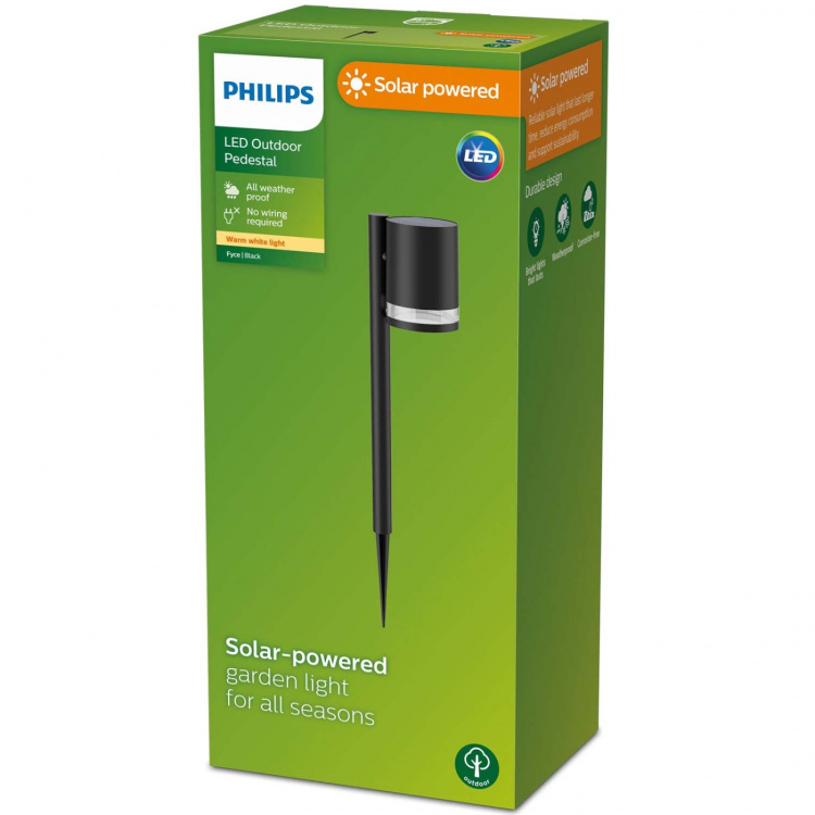 Philips Fyce Trädgårdslampa Rak Solcell Ultra Efficient LED 200lm Svart Philips Fyce Trädgårdslampa Rak Solcell Ultra Efficient LED 200lm Svart