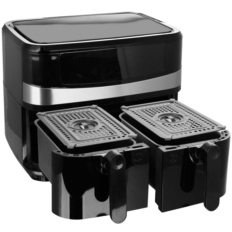 Emerio Dubbel Varmluftsfritös 5+5 liter 2400Watt Digital Emerio Dubbel Varmluftsfritös 5+5 liter 2400Watt Digital