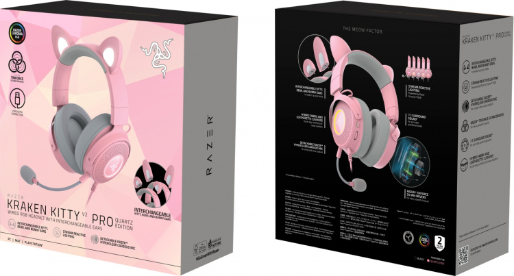 Razer Kraken Kitty V2 Pro Gaming Headset, Rosa