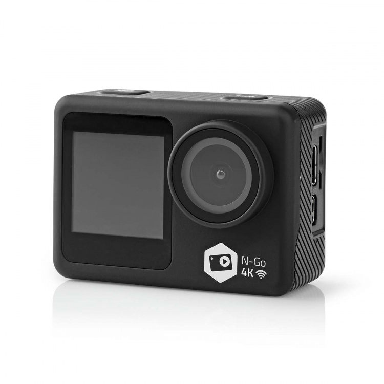 Nedis Action Cam | Dubbel scherm | 4K@30fps | 16 MPixel | Waterbestendig tot: 30.0 m | 90 min | Wi-Fi | App beschikbaar voor: Android™ / IOS | Mounts inbegrepen | Zwart Nedis Action Cam | Dubbel scherm | 4K@30fps | 16 MPixel | Waterbestendig tot: 30.0 m | 90 min | Wi-Fi | App beschikbaar voor: Android™ / IOS | Mounts inbegrepen | Zwart