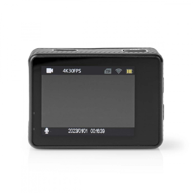 Nedis Action Cam | Dubbel scherm | 4K@30fps | 16 MPixel | Waterbestendig tot: 30.0 m | 90 min | Wi-Fi | App beschikbaar voor: Android™ / IOS | Mounts inbegrepen | Zwart Nedis Action Cam | Dubbel scherm | 4K@30fps | 16 MPixel | Waterbestendig tot: 30.0 m | 90 min | Wi-Fi | App beschikbaar voor: Android™ / IOS | Mounts inbegrepen | Zwart