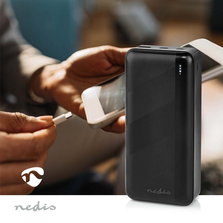 Nedis Powerbank | 30000 mAh | 1.5 / 2.0 / 3.0 A | Outputs: 2 | Output: 1x USB-A / 1x USB-C™ | Inputs: 1x Micro USB / 1x USB-C™ | PD3.0 20W | Lithium-Polymeer