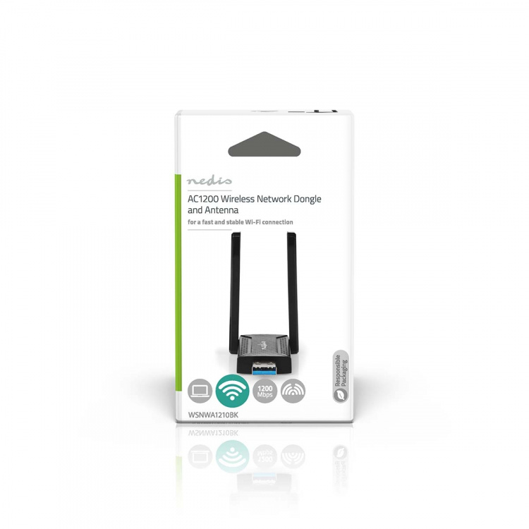 Nedis Netwerk-Dongel | Wi-Fi | AC1200 | 2.4/5 GHz (Dual Band) | USB3.0 | Wi-Fi-snelheid totaal: 1200 Mbps | Windows 10 / Windows 11 / Windows 8 Nedis Netwerk-Dongel | Wi-Fi | AC1200 | 2.4/5 GHz (Dual Band) | USB3.0 | Wi-Fi-snelheid totaal: 1200 Mbps | Windows 10 / Windows 11 / Windows 8