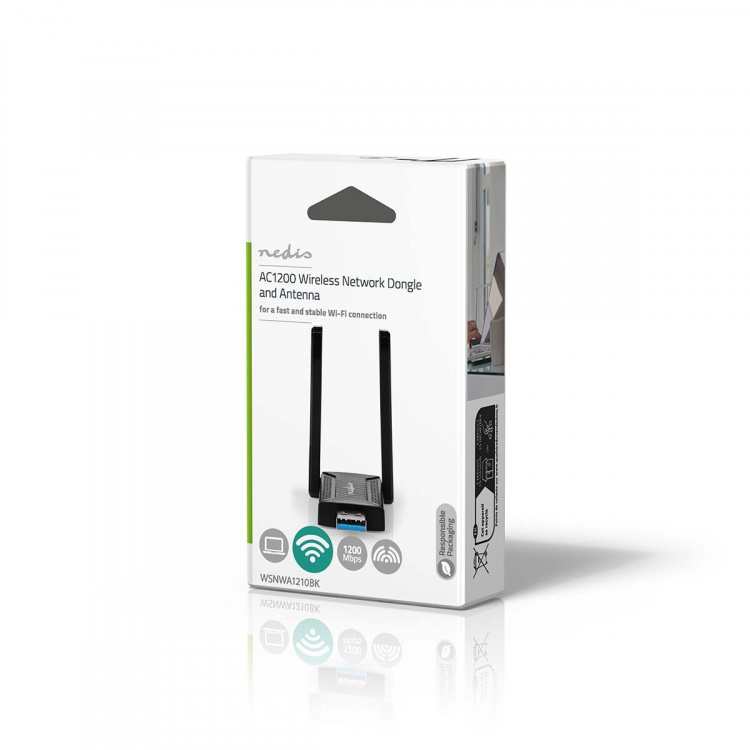 Nedis Netwerk-Dongel | Wi-Fi | AC1200 | 2.4/5 GHz (Dual Band) | USB3.0 | Wi-Fi-snelheid totaal: 1200 Mbps | Windows 10 / Windows 11 / Windows 8 Nedis Netwerk-Dongel | Wi-Fi | AC1200 | 2.4/5 GHz (Dual Band) | USB3.0 | Wi-Fi-snelheid totaal: 1200 Mbps | Windows 10 / Windows 11 / Windows 8