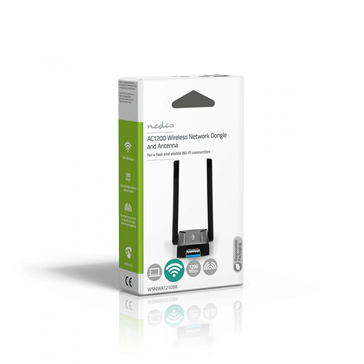 Nedis Netwerk-Dongel | Wi-Fi | AC1200 | 2.4/5 GHz (Dual Band) | USB3.0 | Wi-Fi-snelheid totaal: 1200 Mbps | Windows 10 / Windows 11 / Windows 8 Nedis Netwerk-Dongel | Wi-Fi | AC1200 | 2.4/5 GHz (Dual Band) | USB3.0 | Wi-Fi-snelheid totaal: 1200 Mbps | Windows 10 / Windows 11 / Windows 8