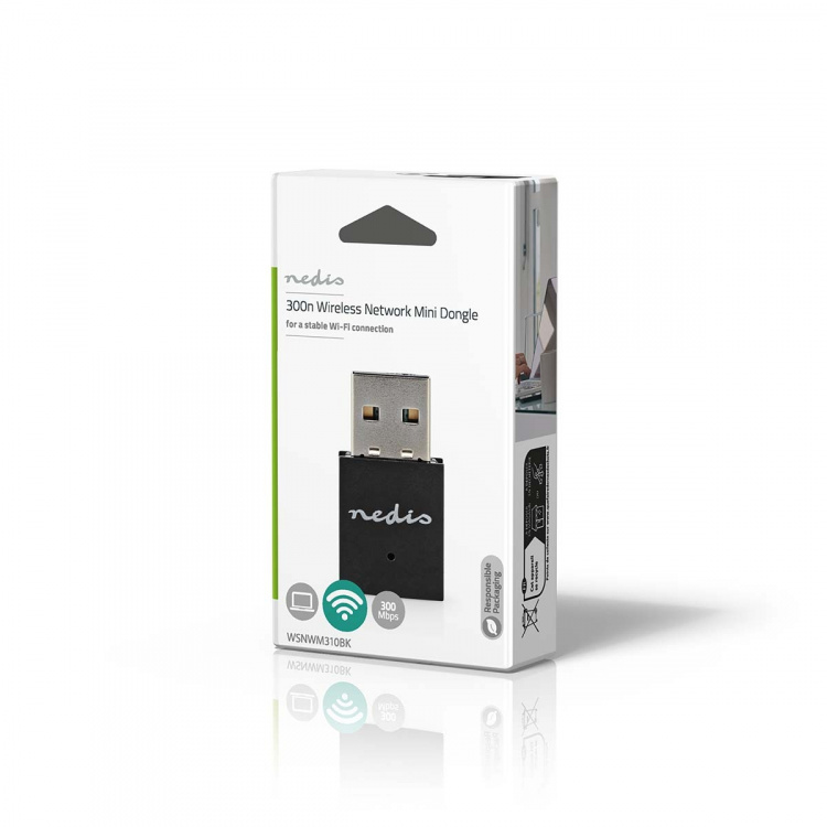 Nedis Netwerk-Dongel | Wi-Fi | N300 | 2.4 GHz | USB2.0 | Wi-Fi-snelheid totaal: 300 Mbps | Windows 10 / Windows 11 / Windows 8 Nedis Netwerk-Dongel | Wi-Fi | N300 | 2.4 GHz | USB2.0 | Wi-Fi-snelheid totaal: 300 Mbps | Windows 10 / Windows 11 / Windows 8