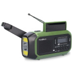 Nedis Noodradio | Draagbaar Model | DAB+ / FM | Batterij Gevoed / Handslinger / Solar Powered / USB Gevoed | Wekkerfunctie | Groen / Zwart
