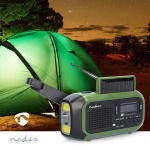 Nedis Noodradio | Draagbaar Model | DAB+ / FM | Batterij Gevoed / Handslinger / Solar Powered / USB Gevoed | Wekkerfunctie | Groen / Zwart