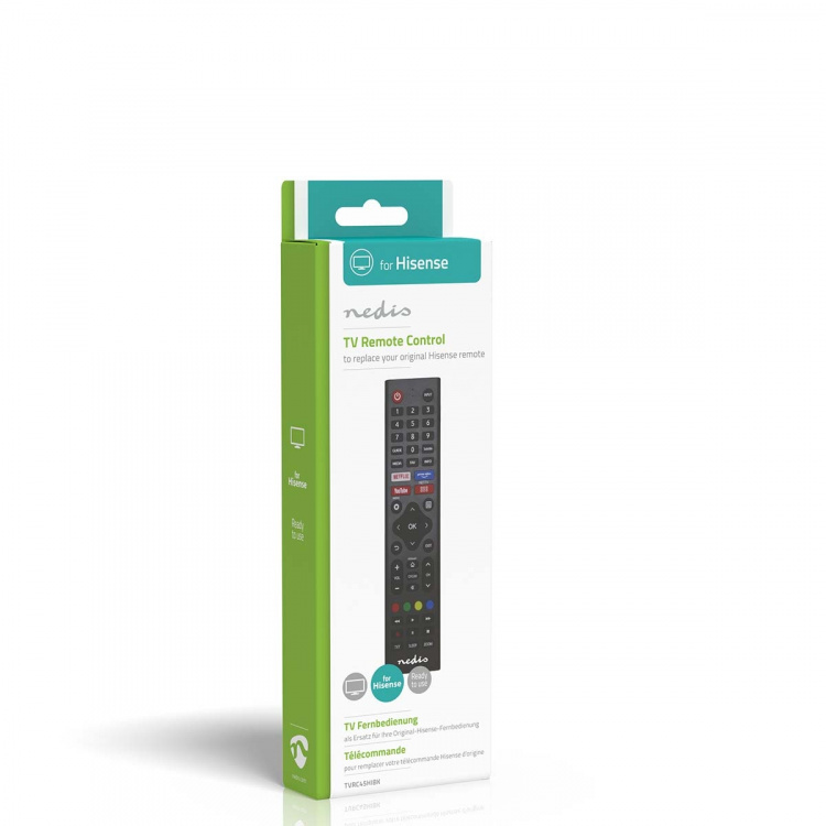 Nedis Vervangende Afstandsbediening | Geschikt voor: Hi-Sense | Voorgeprogrammeerd | 1 Apparaat | Amazon Prime / Disney + Button / Netflix Knop / Rakuten TV Button | Infrarood | Zwart Nedis Vervangende Afstandsbediening | Geschikt voor: Hi-Sense | Voorgeprogrammeerd | 1 Apparaat | Amazon Prime / Disney + Button / Netflix Knop / Rakuten TV Button | Infrarood | Zwart